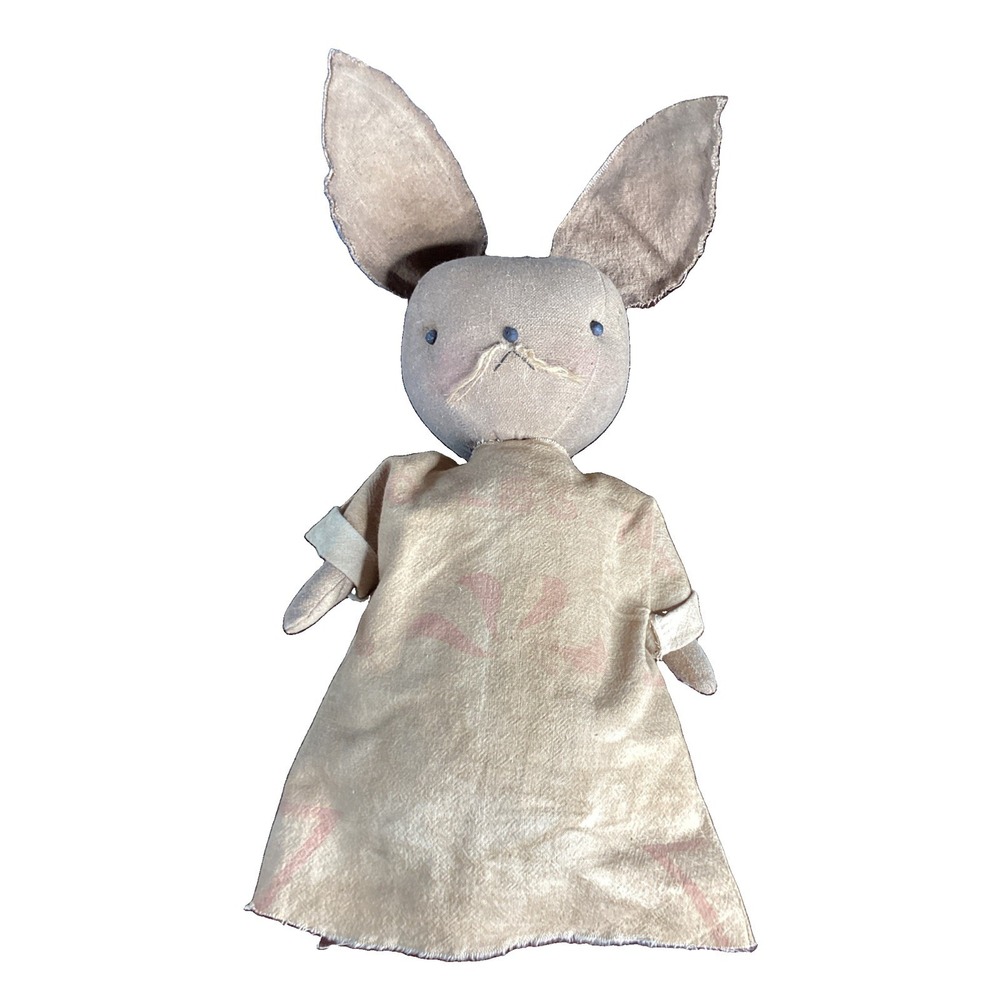 Primitive Sack Cloth Tan Bunny Folk Art Handcrafted Rustic Handmade Plush 13"